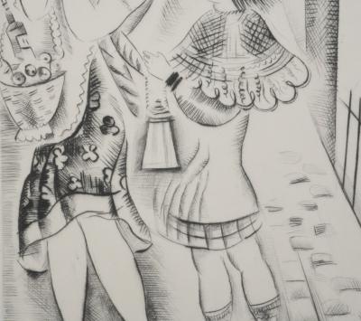 Mily POSSOZ : Jeunes filles aux provisions - Gravure originale signée 2