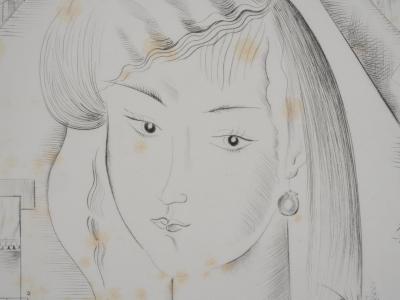 Mily POSSOZ : Jeune femme au bouquet - Gravure originale signée 2