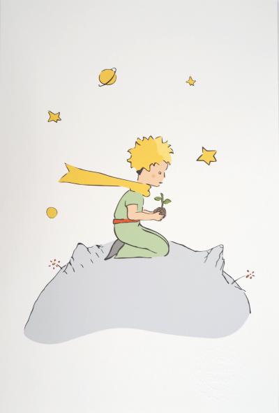 Antoine DE SAINT-EXUPERY : Ecologie, Le Petit Prince plante un arbre, Lithographie