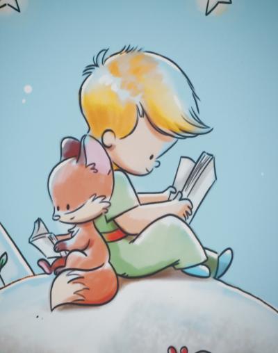 Antoine DE SAINT-EXUPERY et Jordi NEF : Le Petit Prince sur la planète fleurie, Lithographie signée 2
