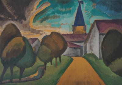 Roger de la FRESNAYE : L'entrée du village, Lithographie signée 2