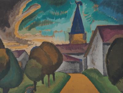 Roger de la FRESNAYE : L'entrée du village, Lithographie signée 2