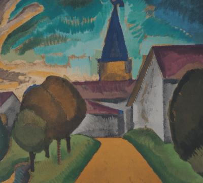 Roger de la FRESNAYE : L'entrée du village, Lithographie signée 2