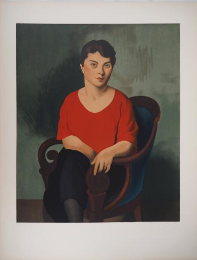 Roger de la FRESNAYE : Femme en rouge, Lithographie 2
