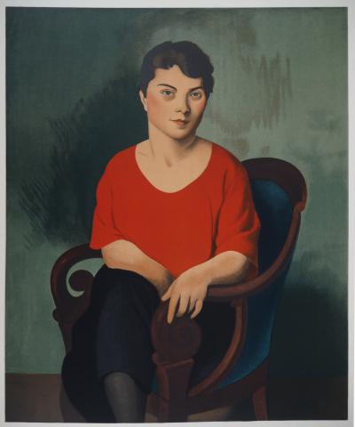 Roger de la FRESNAYE : Femme en rouge, Lithographie 2