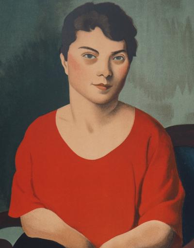 Roger de la FRESNAYE : Femme en rouge, Lithographie 2