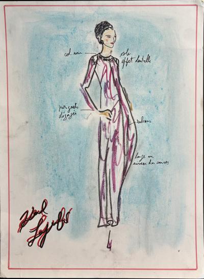 Karl LAGERFELD - dessin original haute couture 2