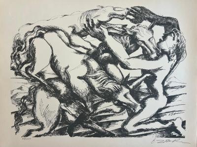 Ossip Zadkine (1888-1967) - The Labors of Hercules, The Mares of Diomedes - Original lithograph, signed 2