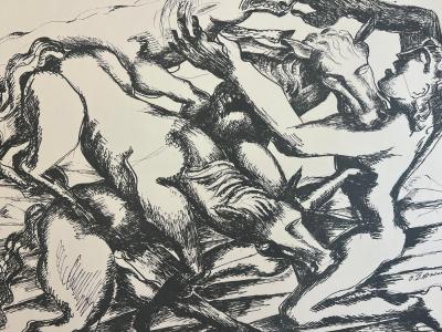 Ossip Zadkine (1888-1967) - The Labors of Hercules, The Mares of Diomedes - Original lithograph, signed 2