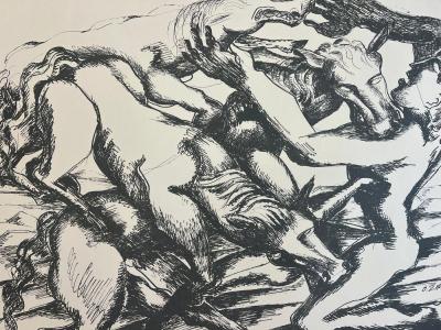 Ossip Zadkine (1888-1967) - The Labors of Hercules, The Mares of Diomedes - Original lithograph, signed 2
