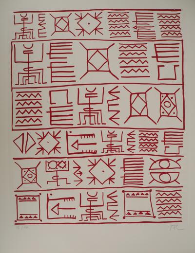 Yona FRIEDMAN : Pictogrammes de la Genèse (Rouge), Sérigraphie originale signée 2