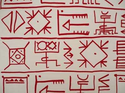 Yona FRIEDMAN : Pictogrammes de la Genèse (Rouge), Sérigraphie originale signée 2