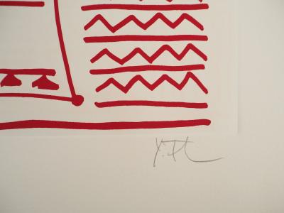 Yona FRIEDMAN : Pictogrammes de la Genèse (Rouge), Sérigraphie originale signée 2