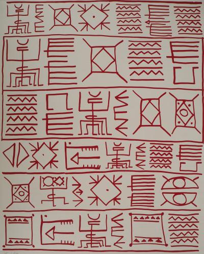 Yona FRIEDMAN : Pictogrammes de la Genèse (Rouge), Sérigraphie originale signée 2