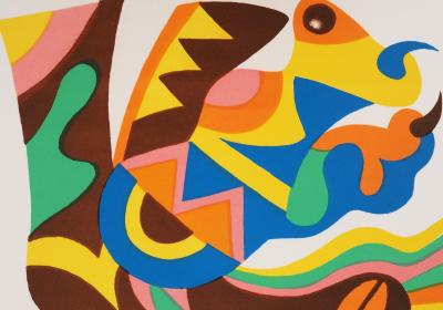 Mariano HERNANDEZ : Hommage à Miro, Lithographie originale signée 2