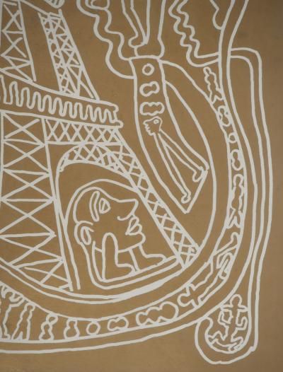 Yvon TAILLANDIER : Paris, La Tour Eiffel en doré, Sérigraphie originale 2