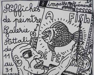Robert COMBAS : Le peintre et l’A-Fish, Sérigraphie originale signée 2