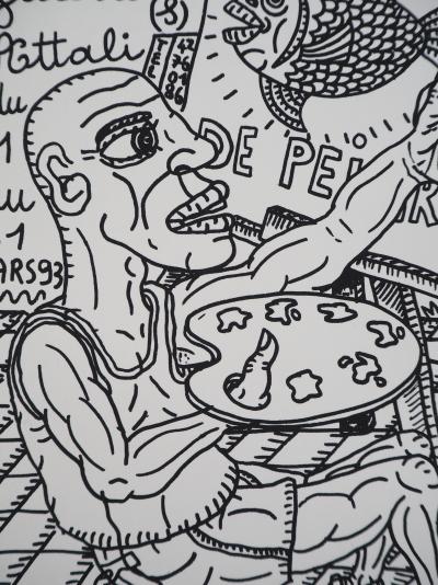 Robert COMBAS : Le peintre et l’A-Fish, Sérigraphie originale signée 2