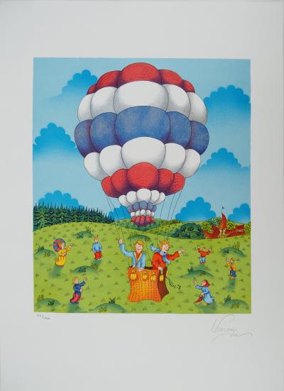 Bernard VERCRUYCE : La montgolfière, Lithographie originale signée 2