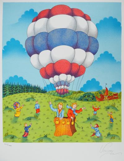 Bernard VERCRUYCE : La montgolfière, Lithographie originale signée 2