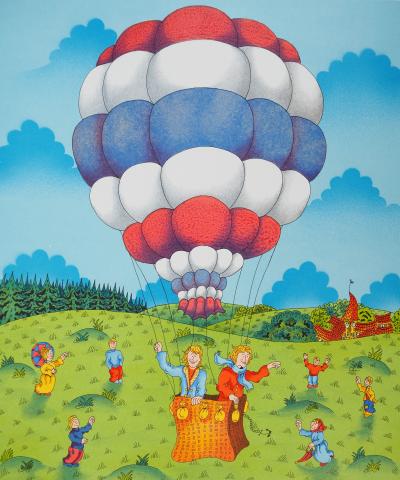Bernard VERCRUYCE : La montgolfière, Lithographie originale signée 2