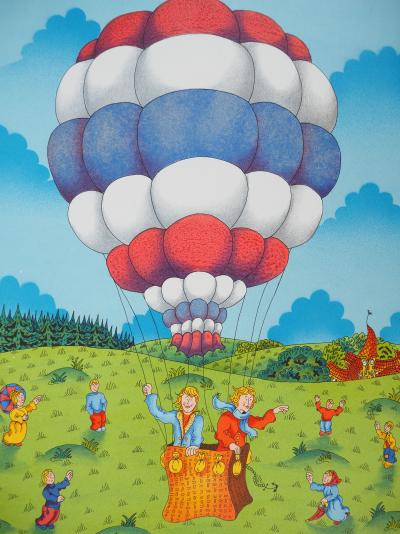 Bernard VERCRUYCE : La montgolfière, Lithographie originale signée 2