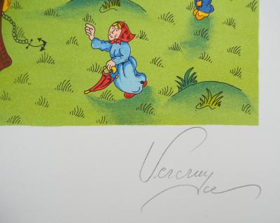 Bernard VERCRUYCE : La montgolfière, Lithographie originale signée 2