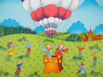 Bernard VERCRUYCE : La montgolfière, Lithographie originale signée 2