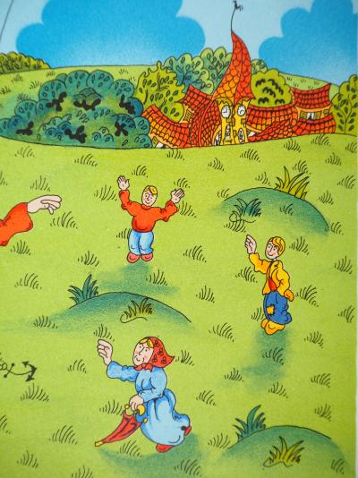 Bernard VERCRUYCE : La montgolfière, Lithographie originale signée 2