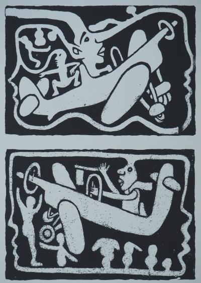Yvon TAILLANDIER : Un monde en altitude en noir, Sérigraphie originale signée 2