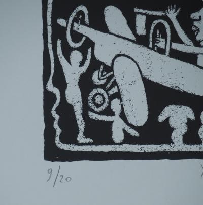 Yvon TAILLANDIER : Un monde en altitude en noir, Sérigraphie originale signée 2