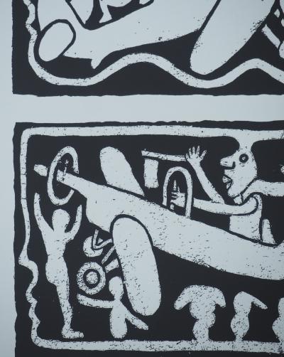 Yvon TAILLANDIER : Un monde en altitude en noir, Sérigraphie originale signée 2