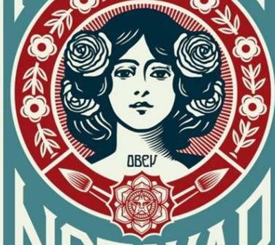 Shepard Fairey (OBEY) - Make Art not War (blue) -  Lithographie Offset signée 2
