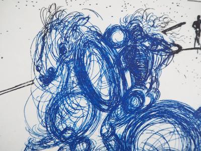 Salvador Dali : Les cavaliers bleus, Gravure originale signée 2