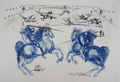 Salvador Dali : Les cavaliers bleus, Gravure originale signée 2