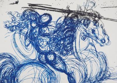 Salvador Dali : Les cavaliers bleus, Gravure originale signée 2