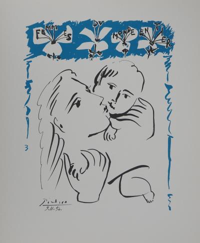 Pablo PICASSO : Amour maternel, Lithographie signée