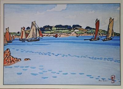 Henri Rivière (d’après) - Gabares devant l’Ile à Bois - Impression d’art signée