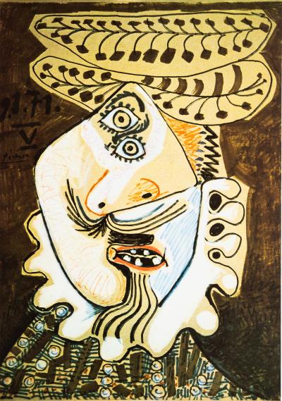 Pablo PICASSO : Exposition Sala Gaspar Barcelone Gouaches 1987 à 1971, Affiche en photolithographie signée 2