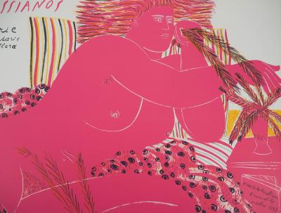 Alekos FASSIANOS : Nu rose aux épis de blés - Affiche en lithographie originale signée 2
