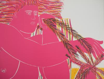 Alekos FASSIANOS : Nu rose aux épis de blés - Affiche en lithographie originale signée 2