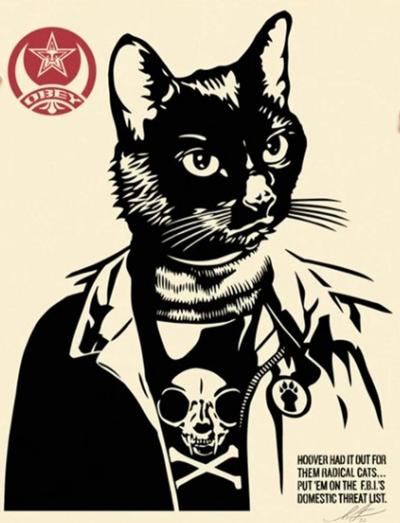 Shepard Fairey (OBEY) - Radical Cat - Sérigraphie en couleurs signée 2