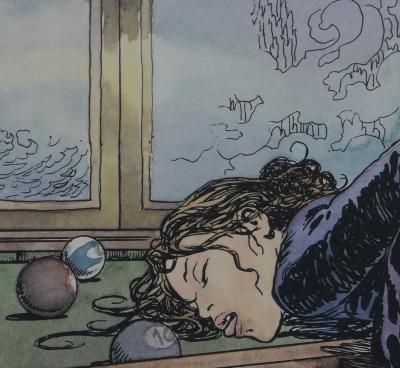 Milo MANARA : Le billard, Lithographie originale signée 2