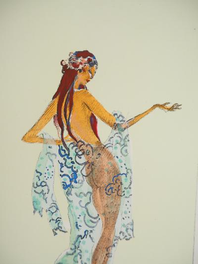 Jean-Gabriel DOMERGUE : Tahiti, Nu au paréo, Lithographie originale signée 2