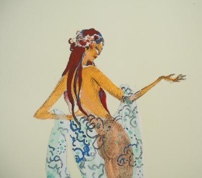 Jean-Gabriel DOMERGUE : Tahiti, Nu au paréo, Lithographie originale signée 2