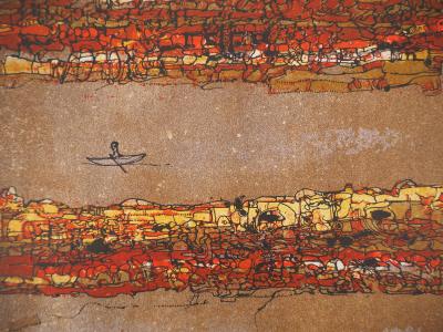 Jean-Pierre VIELFAURE : L'homme à la barque, Lithographie originale signée 2