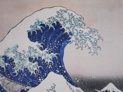 Katsuhika HOKUSAI : La grande vague de Kanagawa, Lithographie signée 2