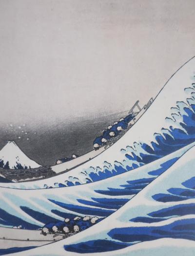 Katsuhika HOKUSAI : La grande vague de Kanagawa, Lithographie signée 2