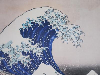 Katsuhika HOKUSAI : La grande vague de Kanagawa, Lithographie signée 2