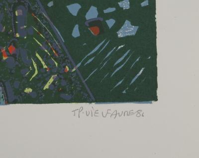 Jean-Pierre VIELFAURE : La sphère bleue, Lithographie originale signée 2